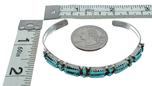Turquoise Needlepoint Sterling Silver Zuni Cuff Bracelet NN20187